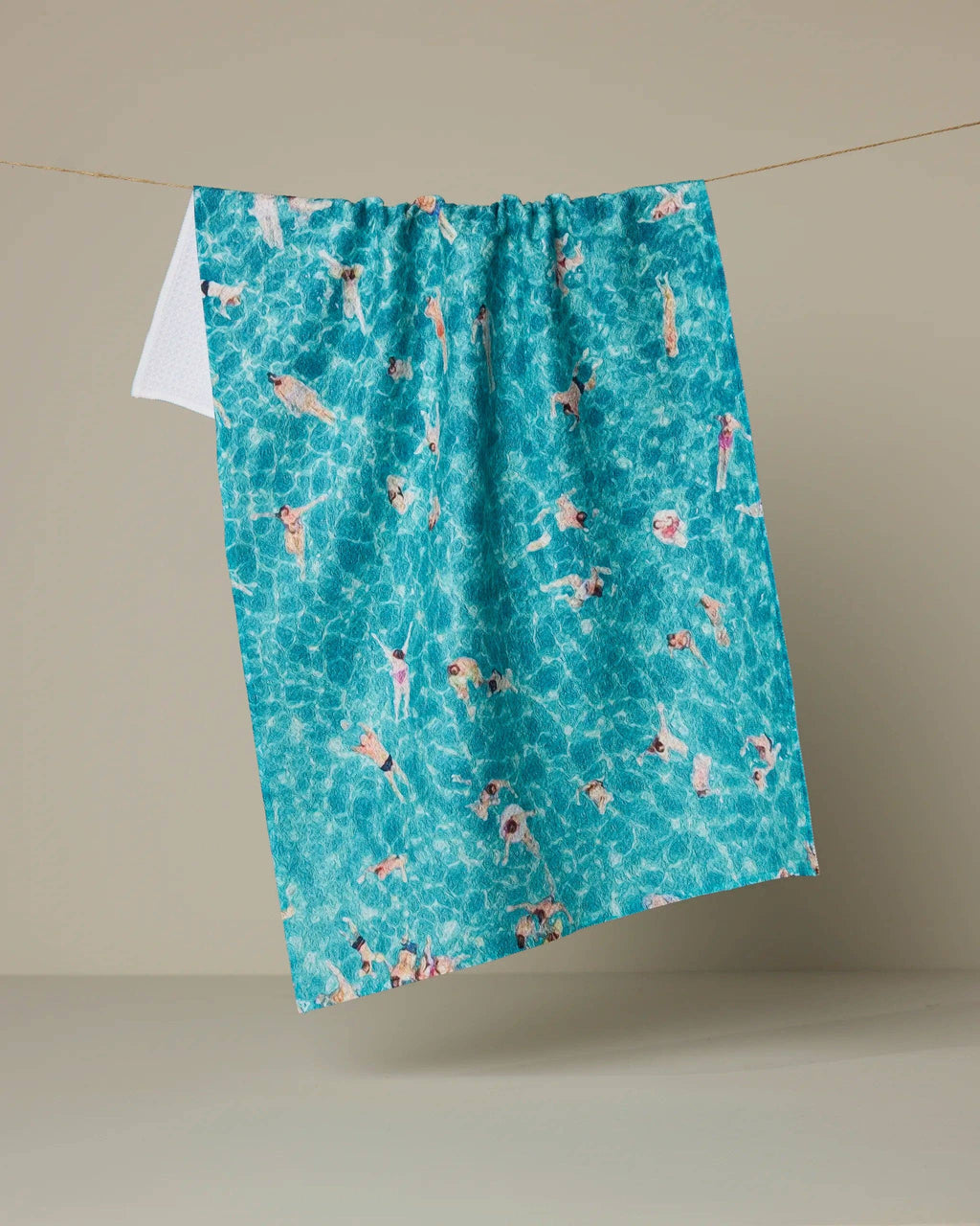 Swimming Crowd Tea Towel
