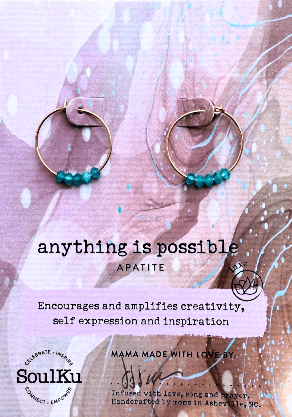 Apatite Alive & Well Gold Hoop Earrings Anything Is Possible