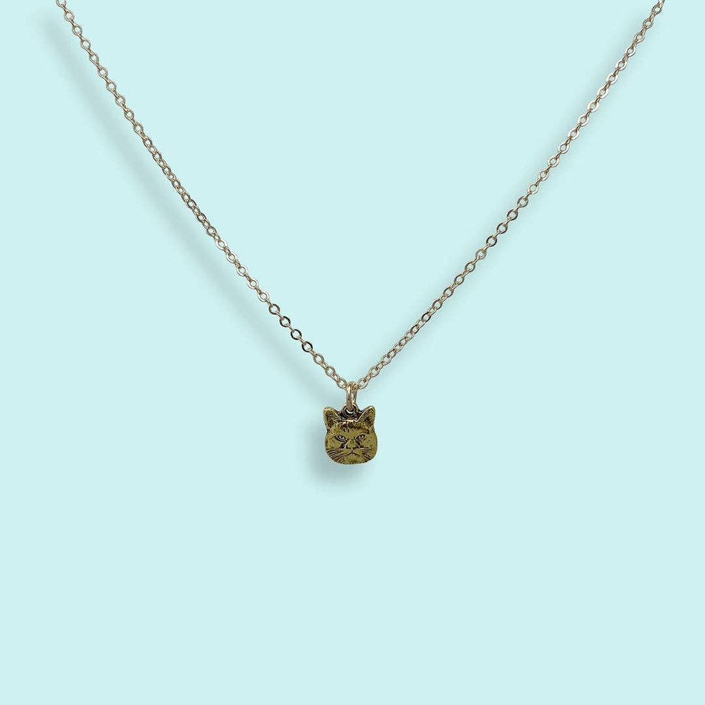 Here Kitty Cat on Gold Chain Necklace