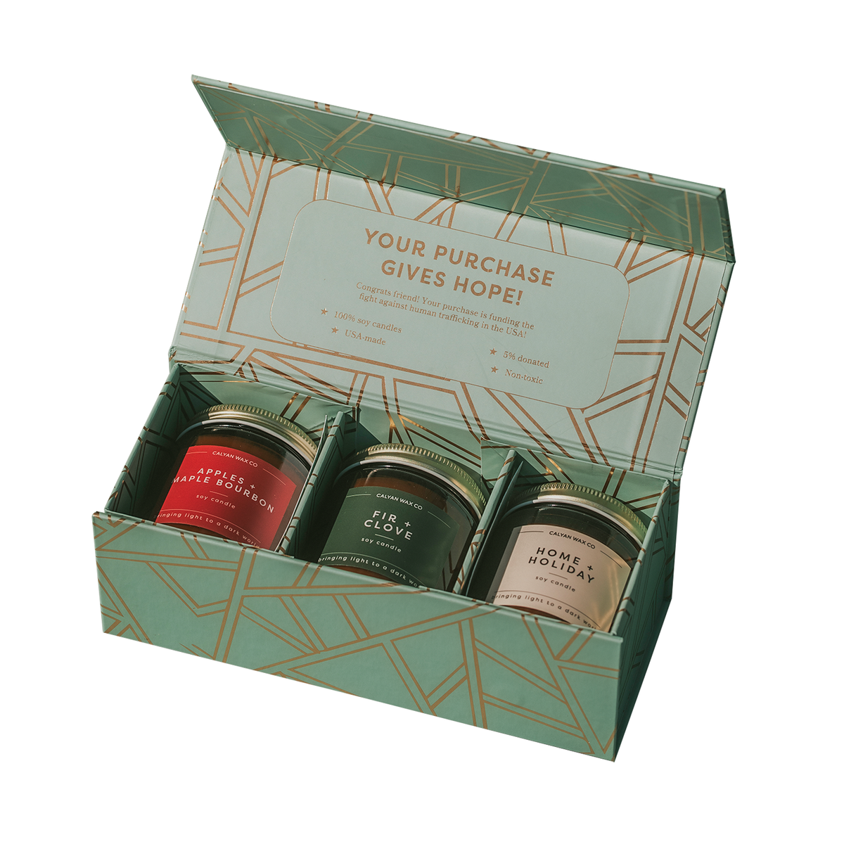 Holiday Gift Set - Mini Amber Jar Candles - 3 Pack