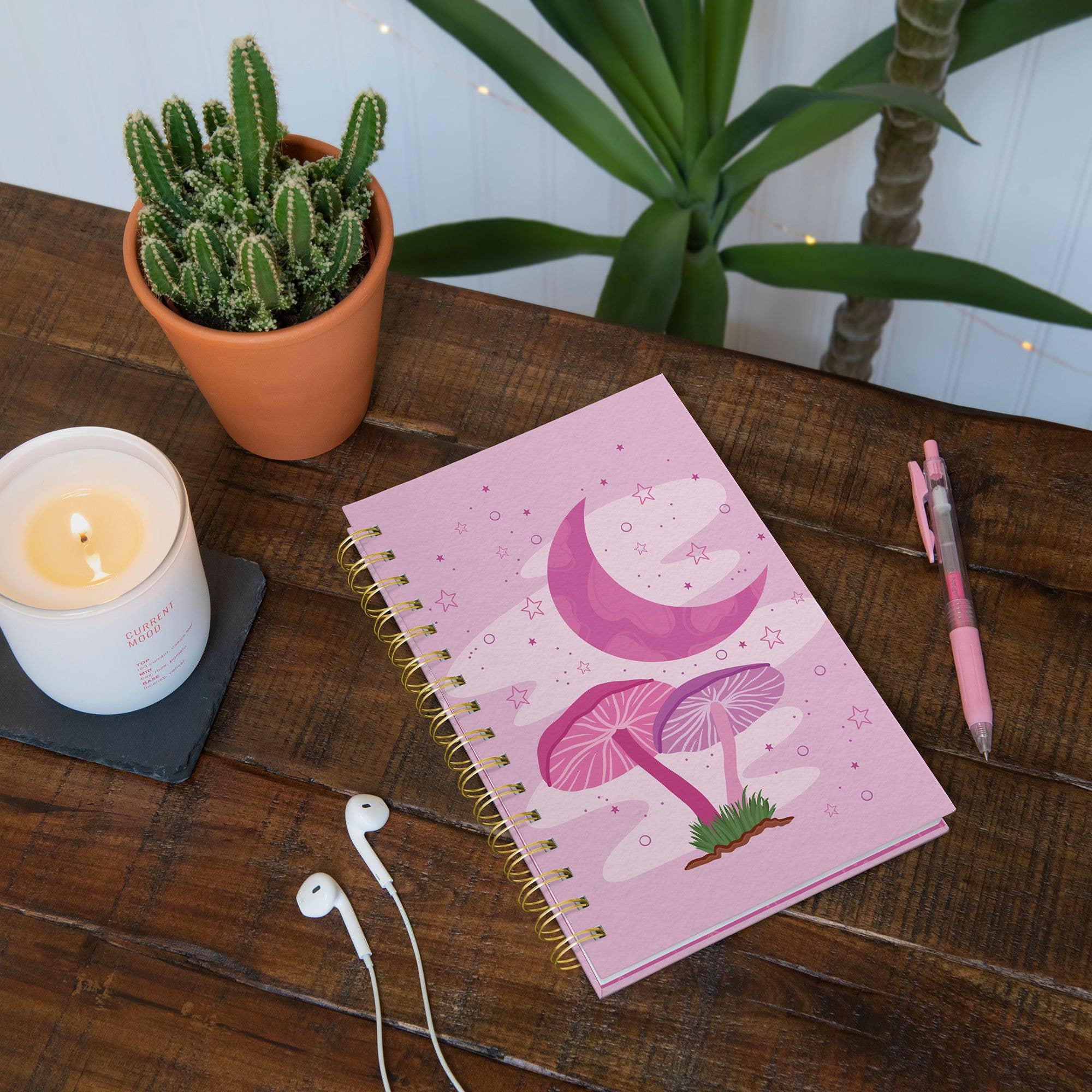 Moonlit Mushrooms Medium Spiral Notebook