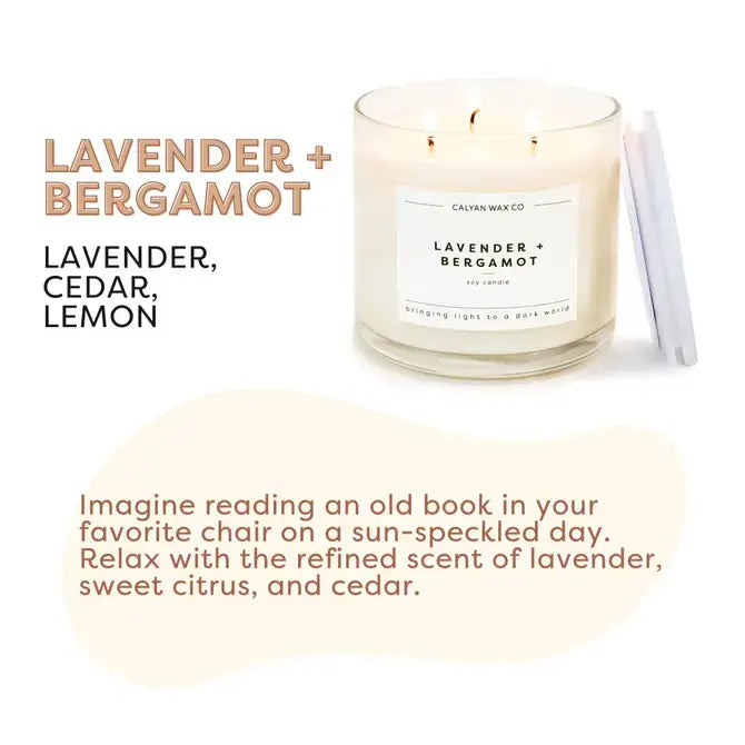 Lavender + Bergamot - 3 Wick Clear Glass Tumbler Soy Candle