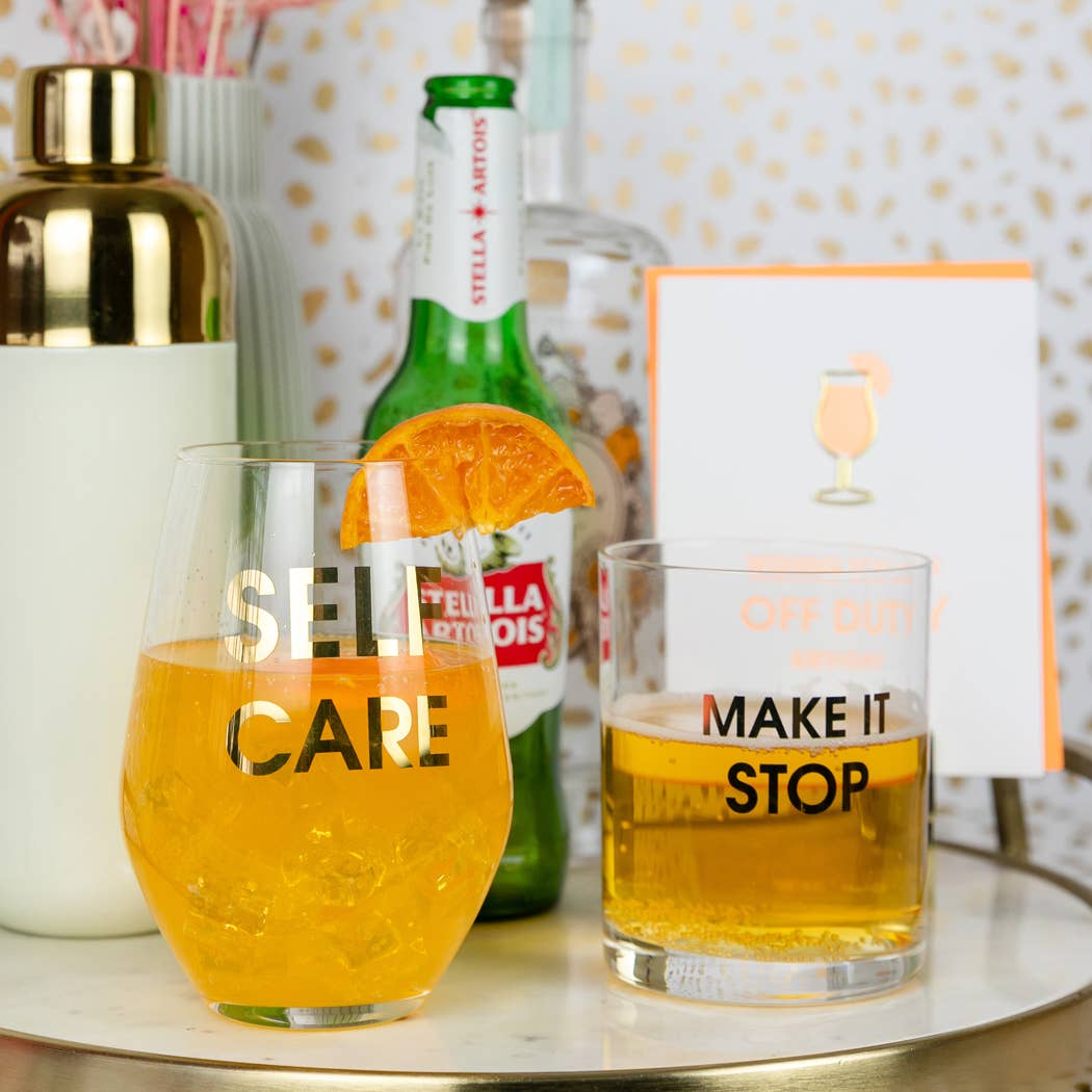 Make It Stop - Gold Foil Rocks Glass