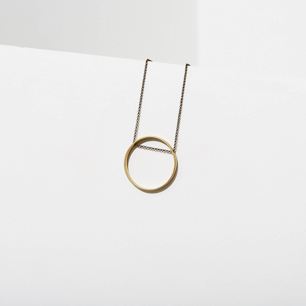Circle Horizon Necklace: Brass / Medium