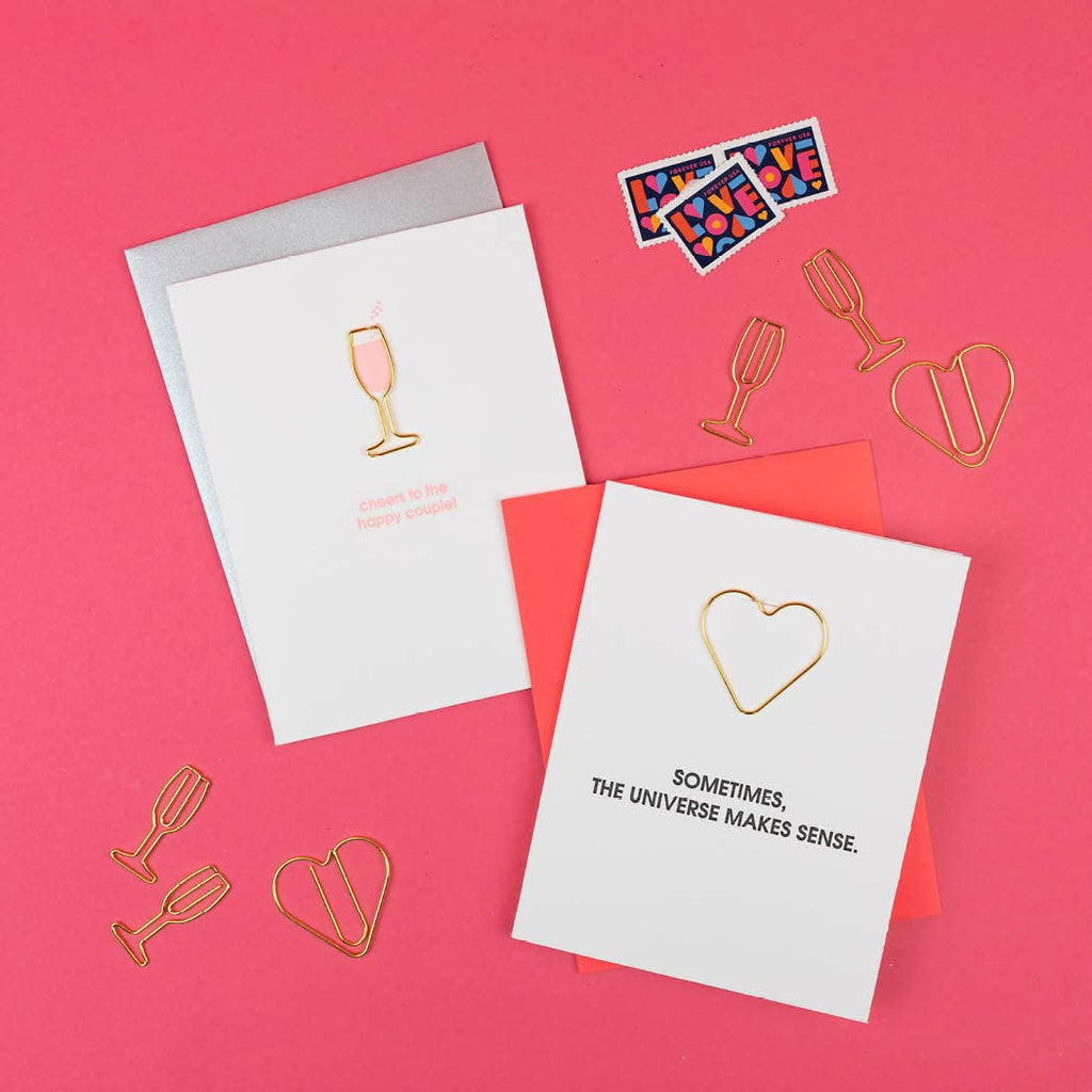 Cheers to the Happy Couple Paper Clip Letterpress Card