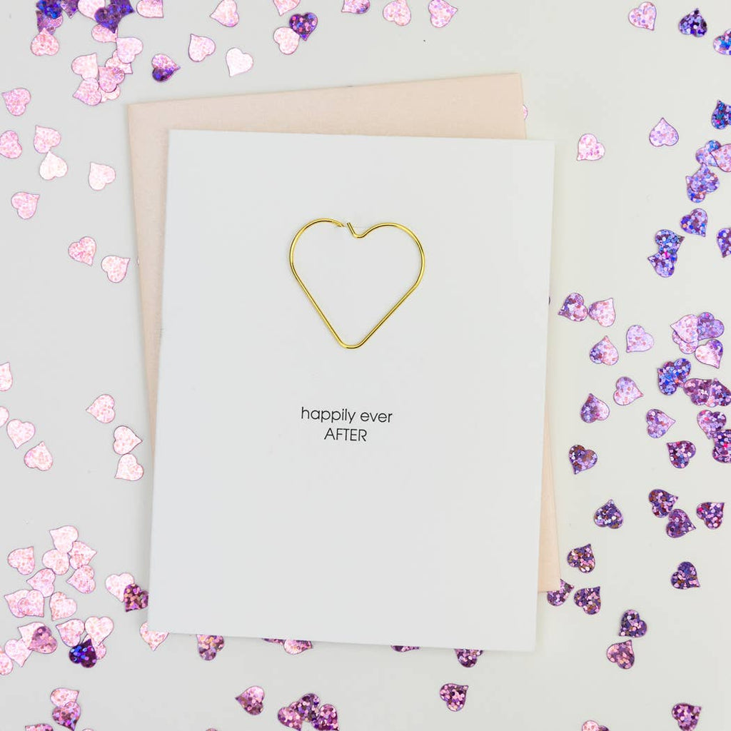 Happily Ever After - Heart Paper Clip Letterpress Card