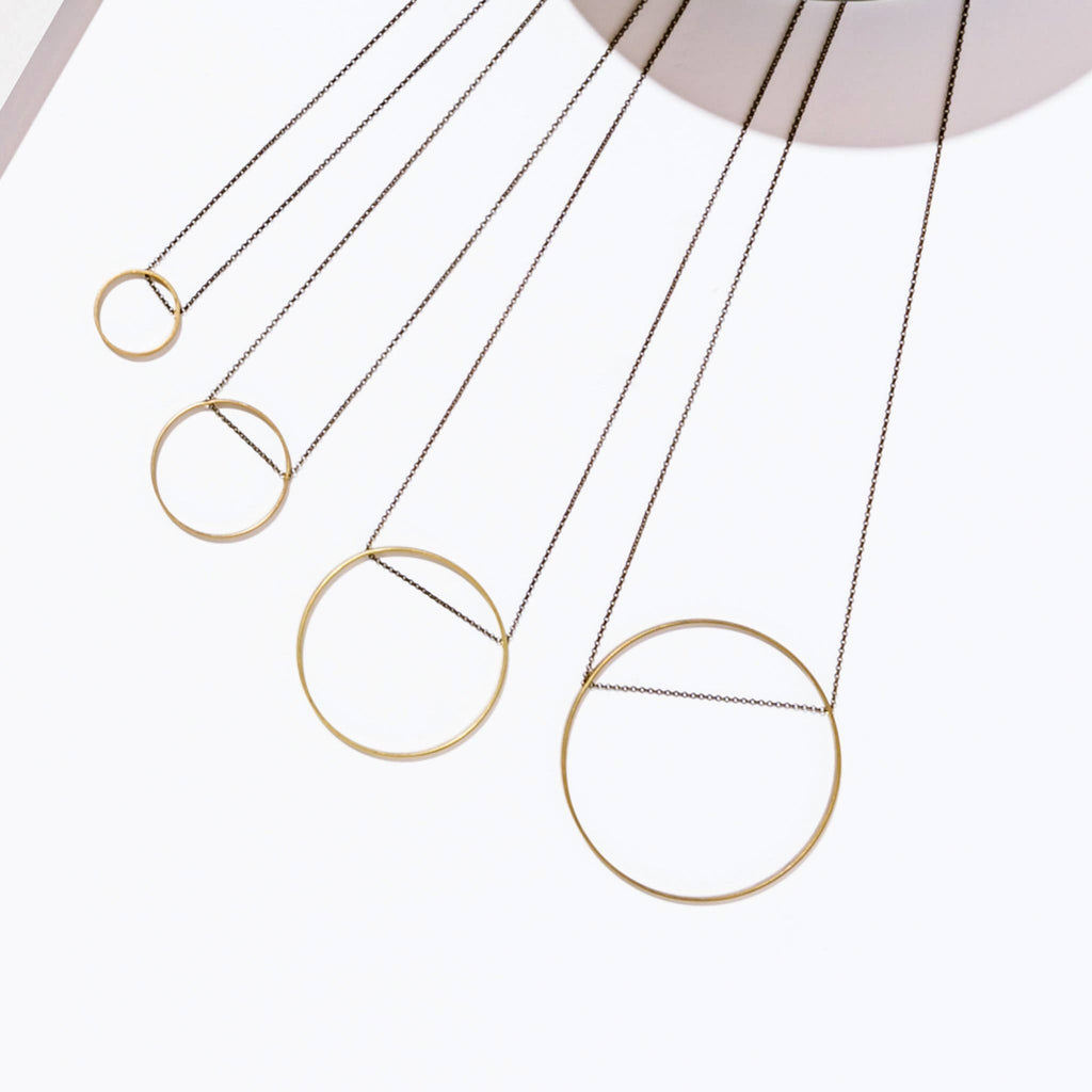 Circle Horizon Necklace: Brass / Medium