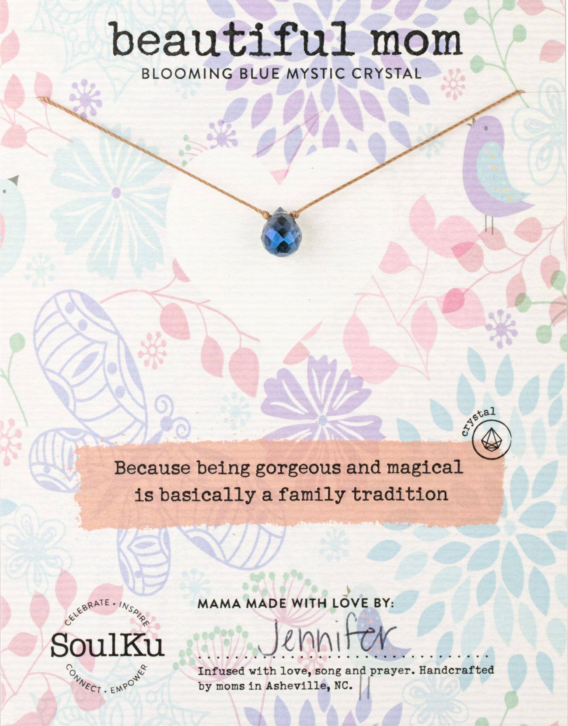 Blooming Blue Mystic Crystal Necklace for Beautiful Mom