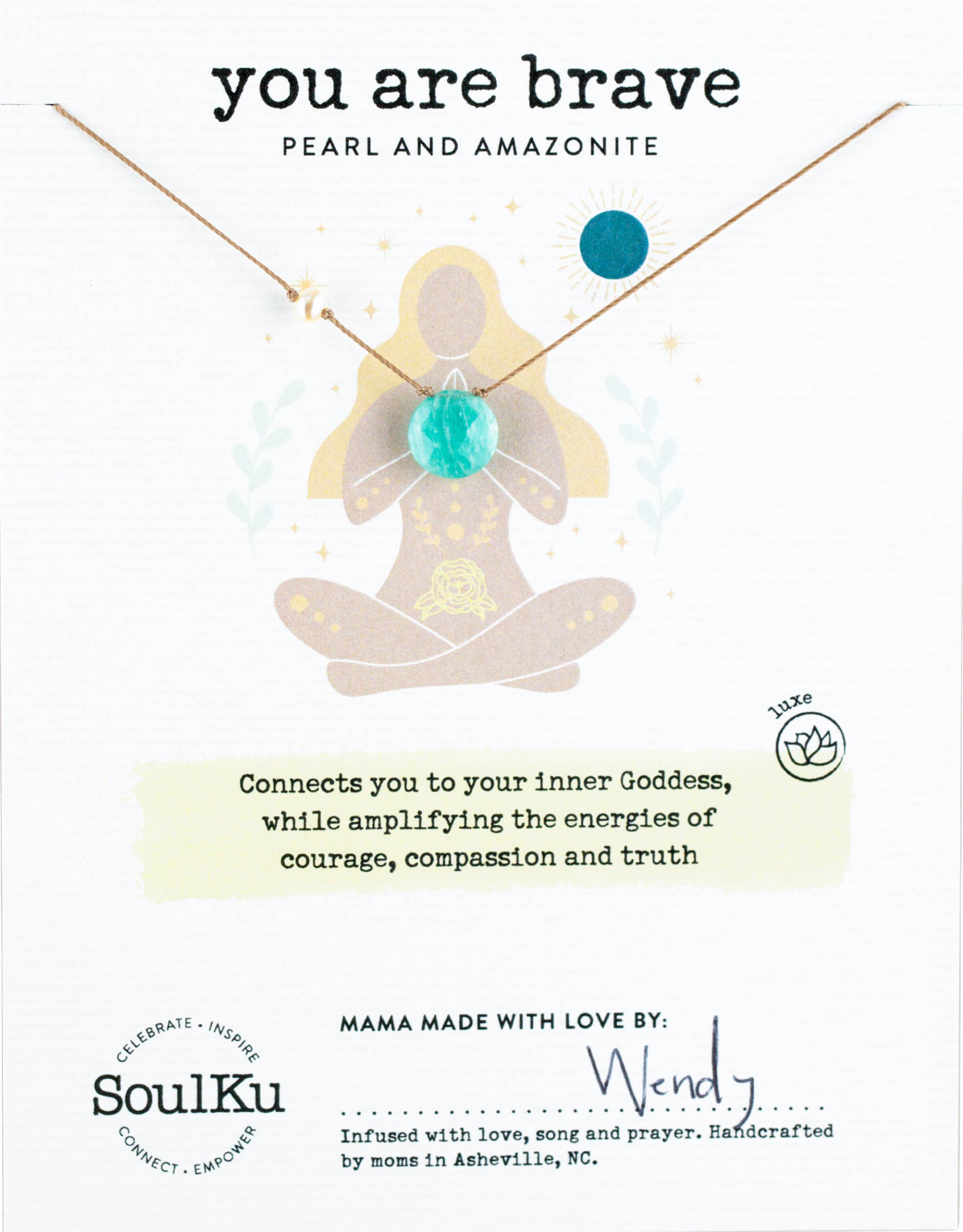 Amazonite & Pearl Goddess Necklace For You Are Brave - GDSS01