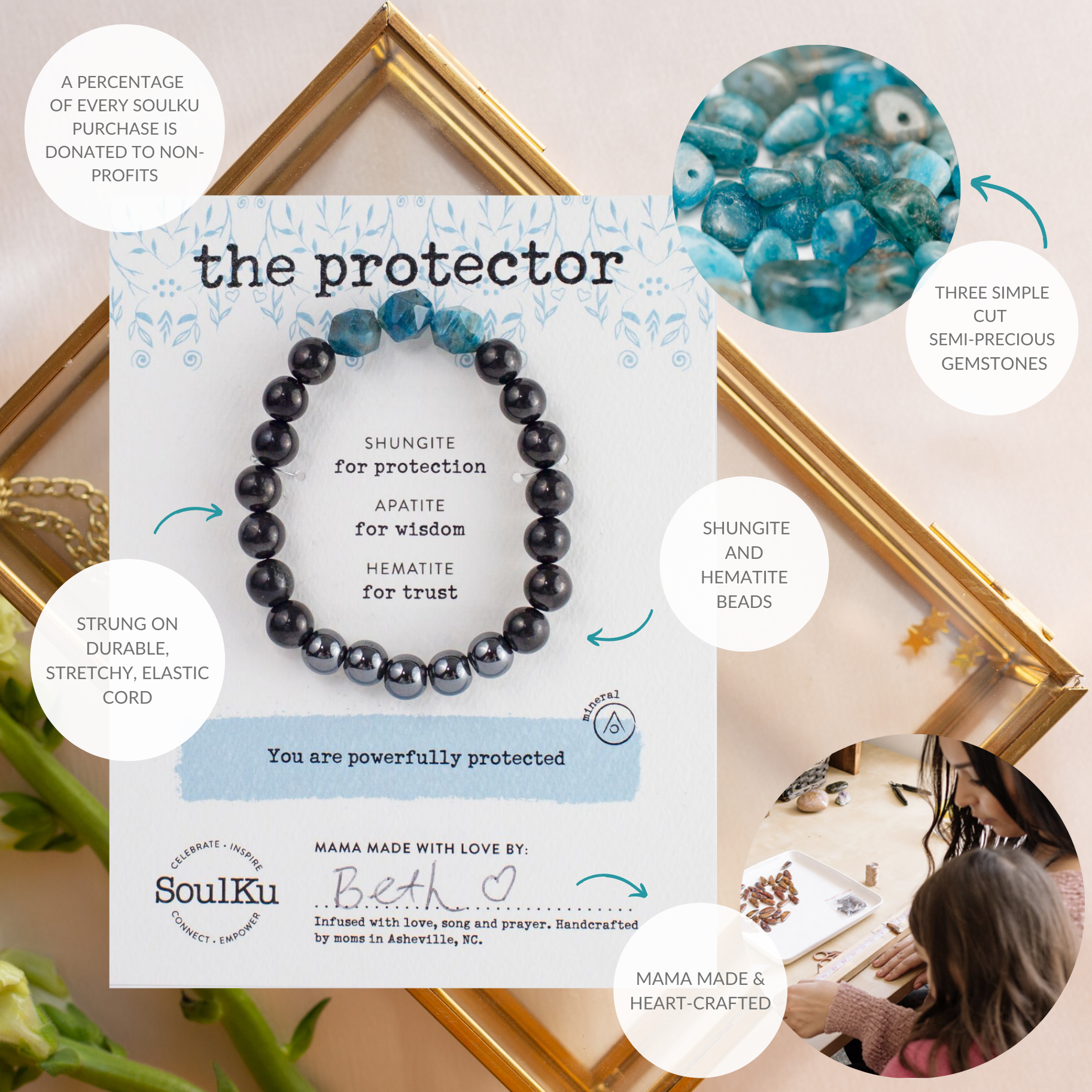 Women's Protector Shungite & Apatite Bracelet - PTBRW
