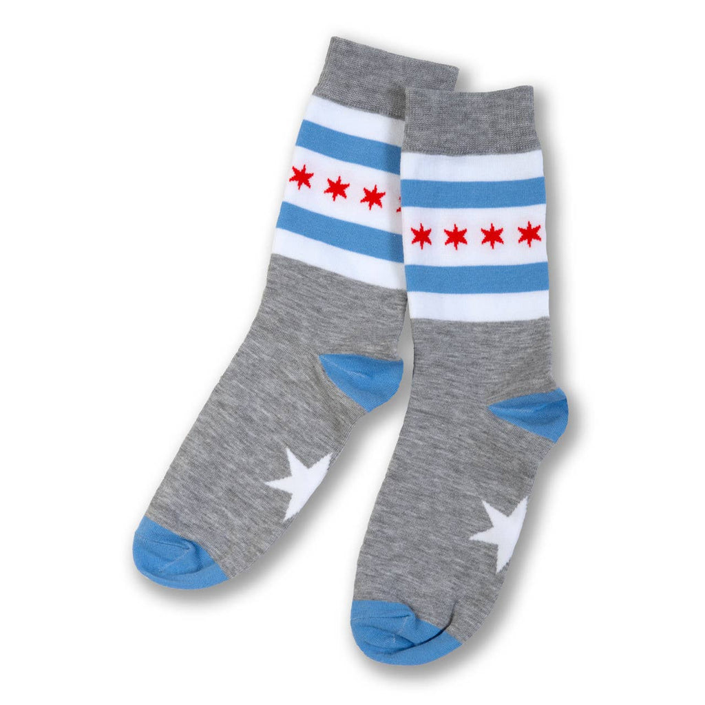 Chicago Flag Dress Socks - Heather Grey: S