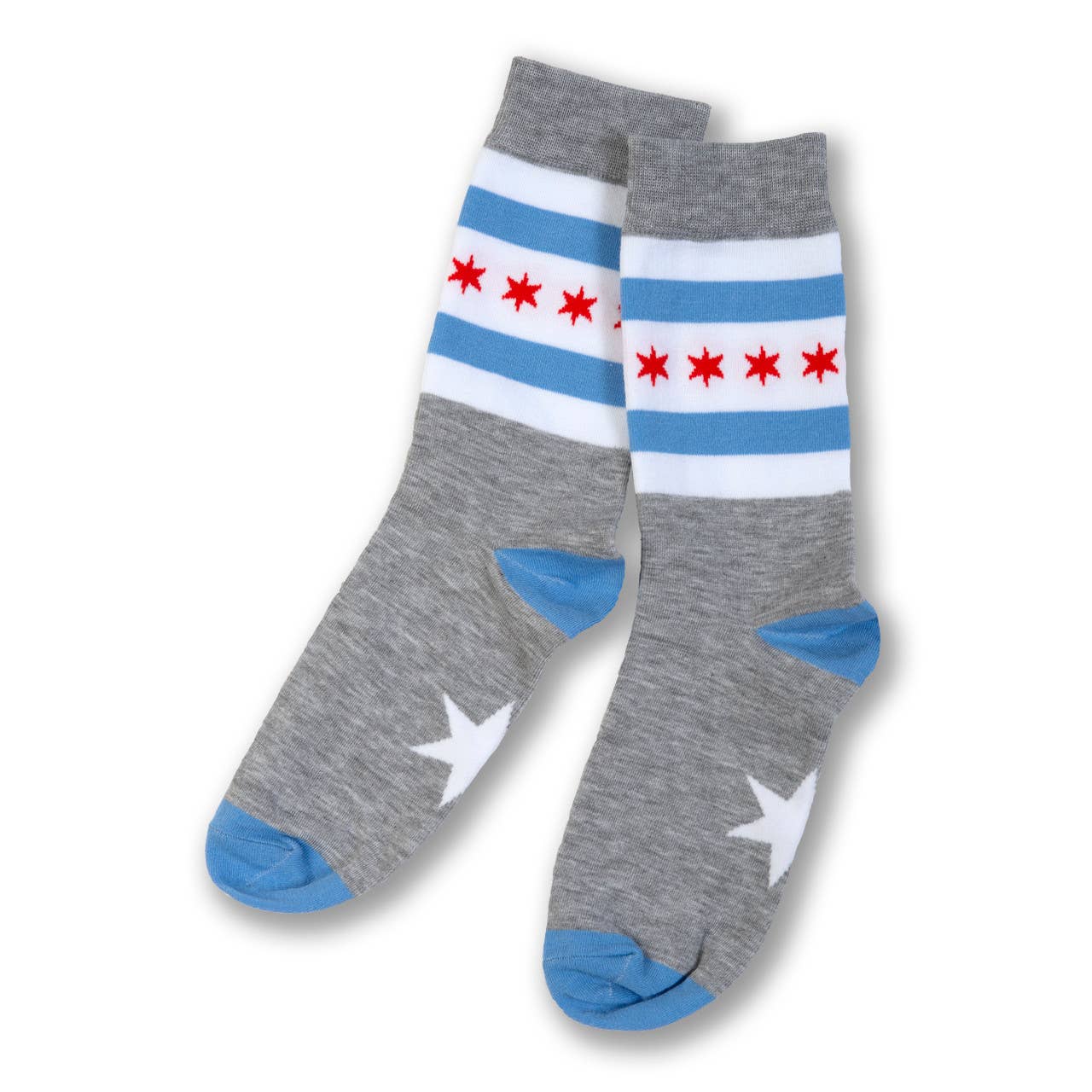 Chicago Flag Dress Socks - Heather Grey: L