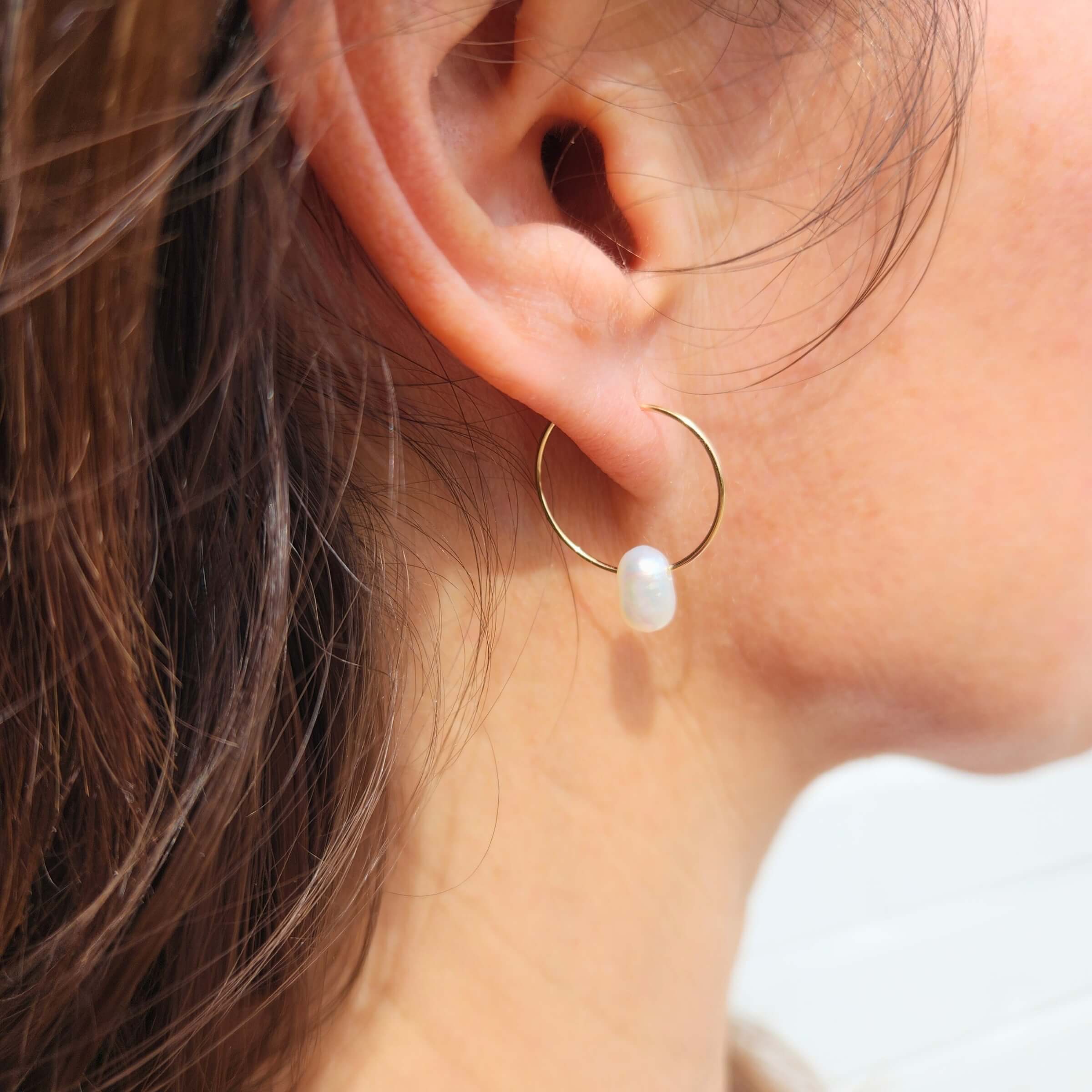 Pearl Gold Hoop Earrings for Goddess