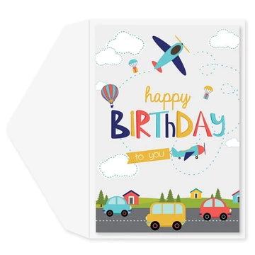 Cars and Planes Birthday Card