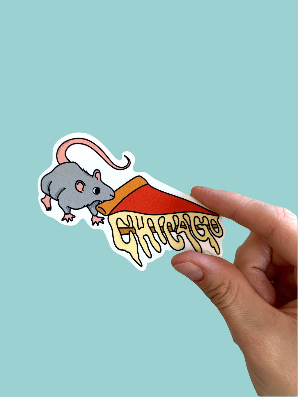Chicago Deep Dish Pizza Rat Sticker