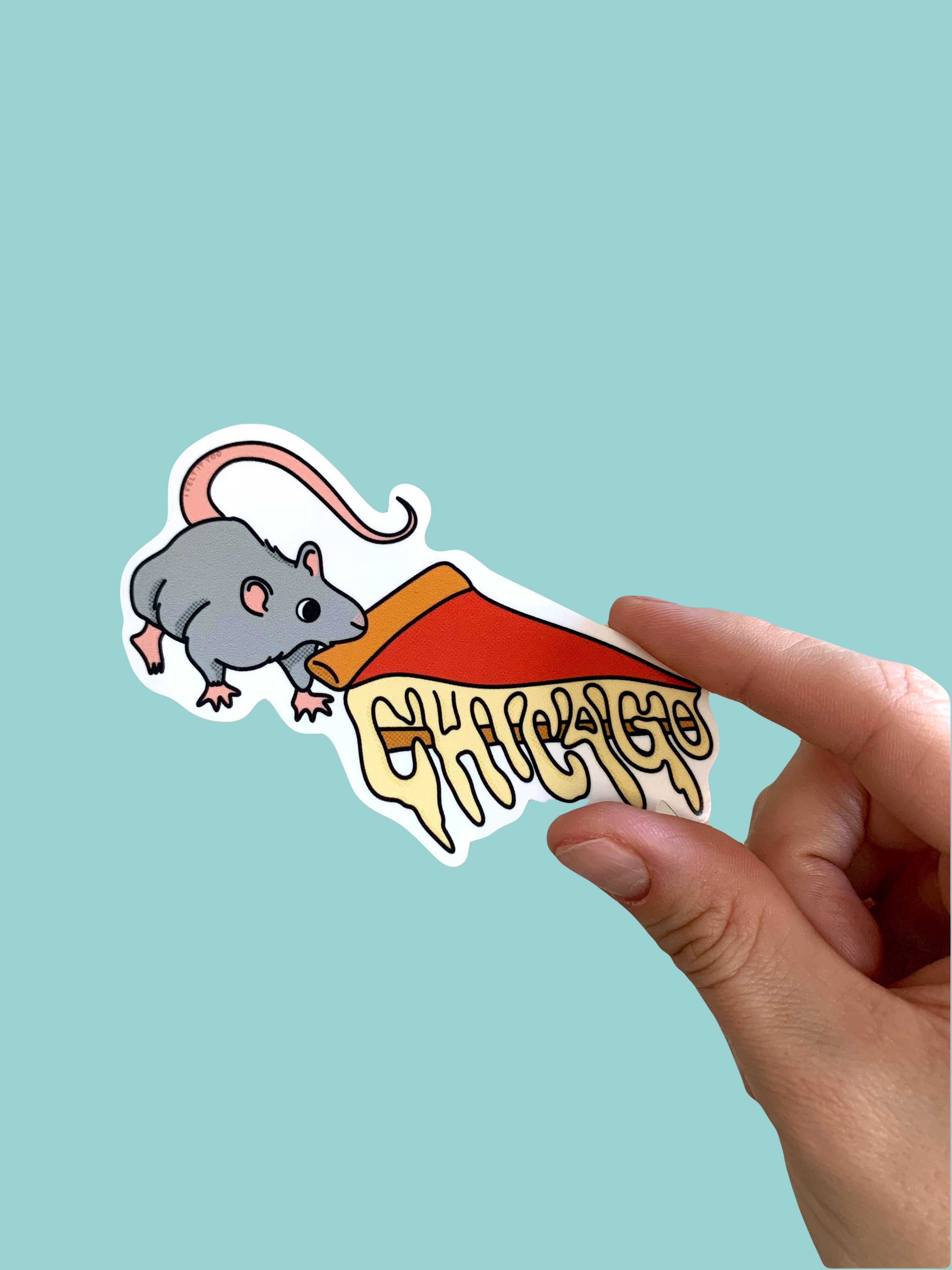 Chicago Deep Dish Pizza Rat Sticker