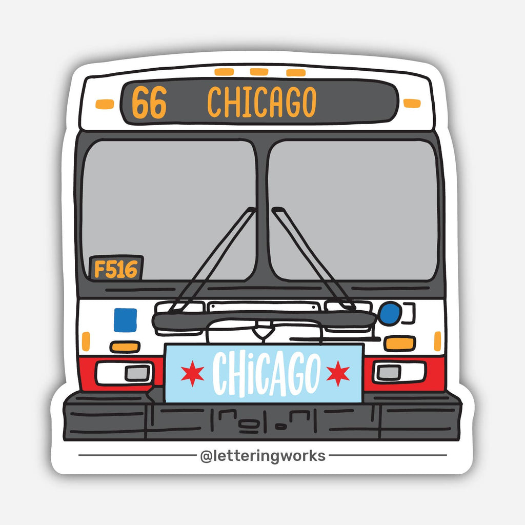 Chicago Transit CTA Bus Vinyl Sticker - 66 Chicago