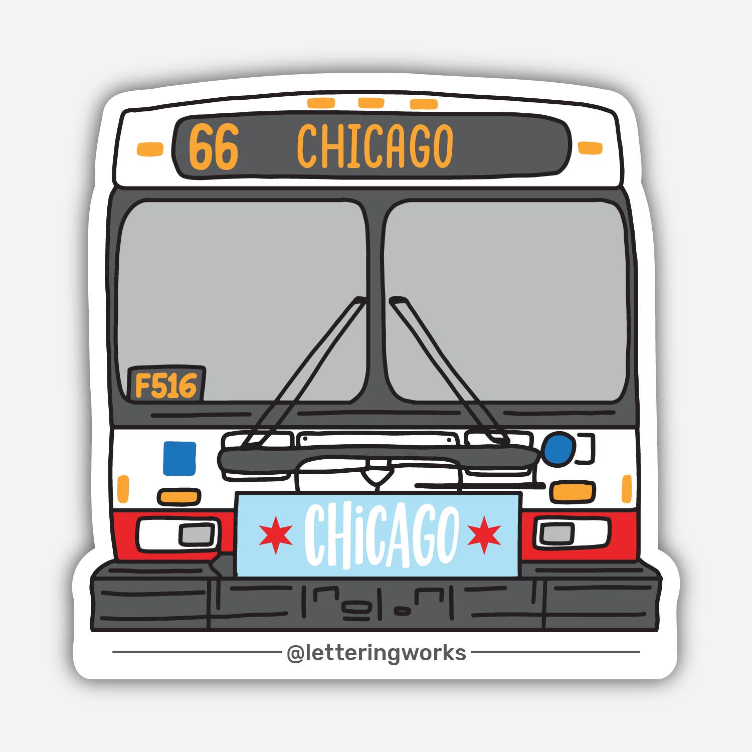 Chicago Transit CTA Bus Vinyl Sticker - 66 Chicago