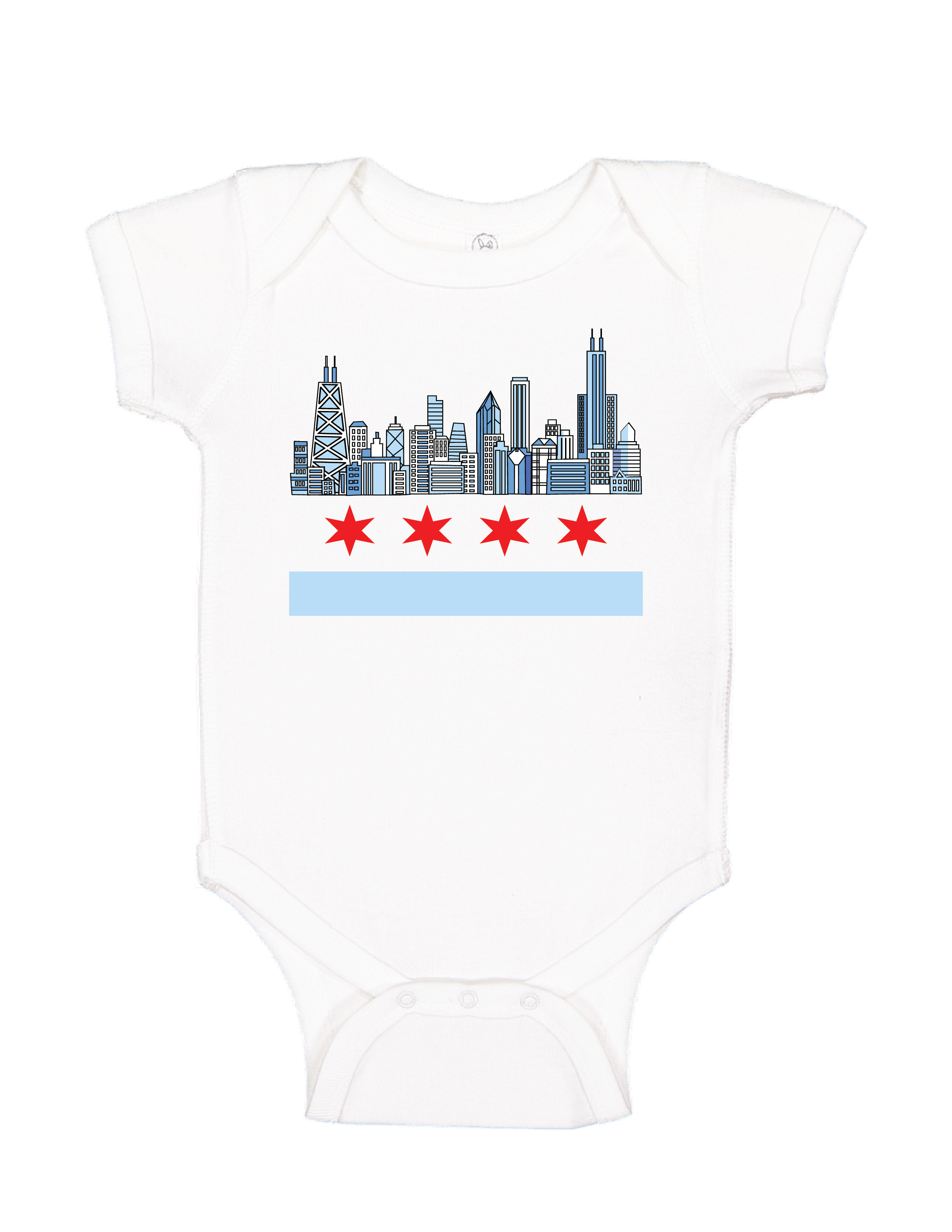 Chicago Flag Skyline Baby Onesie + Kids T-shirt