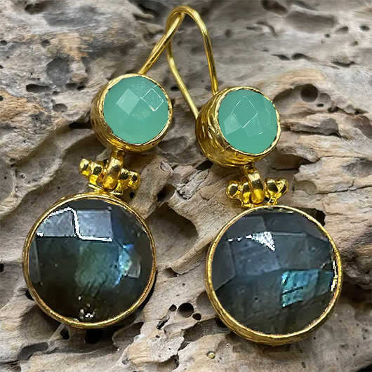 Circle Double Stone Earrings