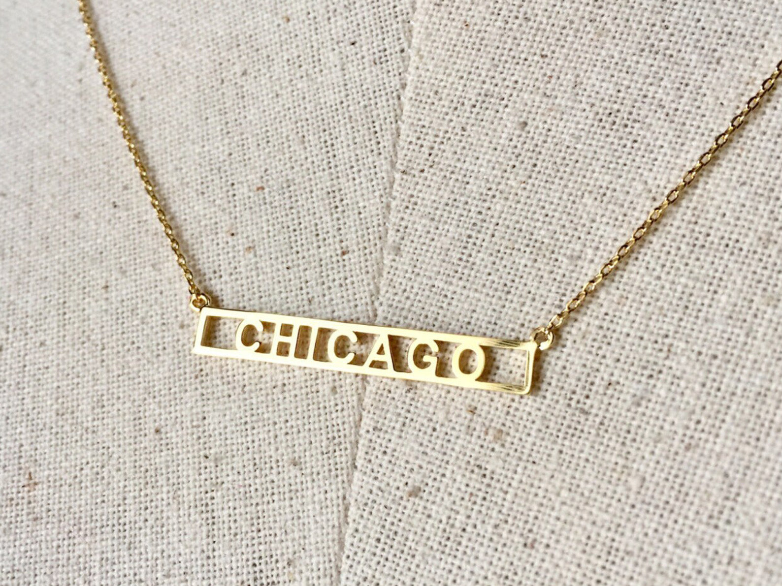 Chicago Cutout Bar Necklace
