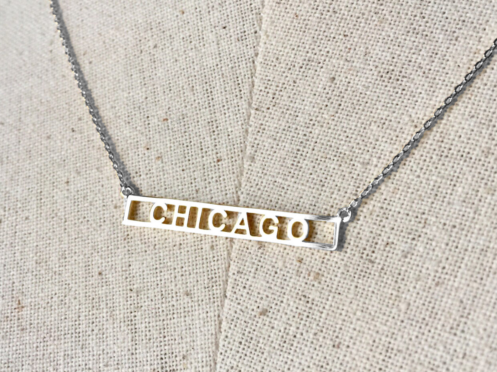Chicago Cutout Bar Necklace