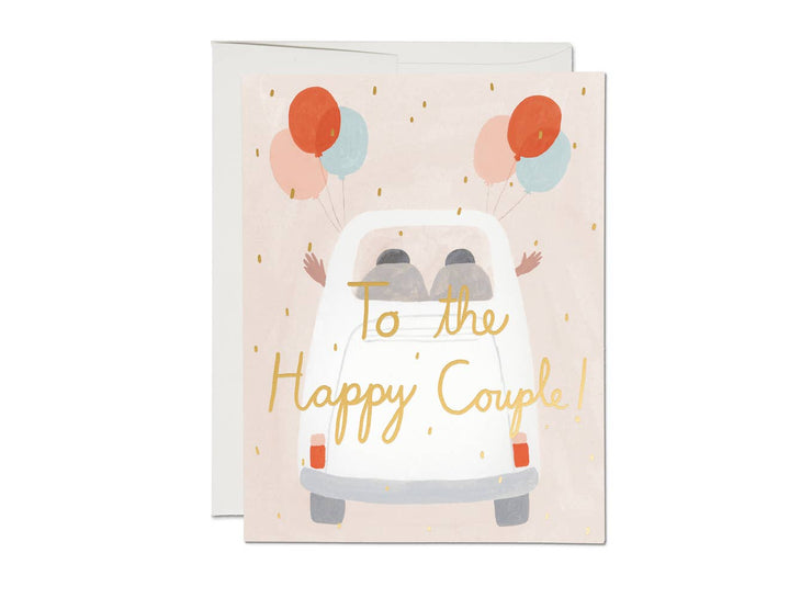 Away They Go wedding greeting card