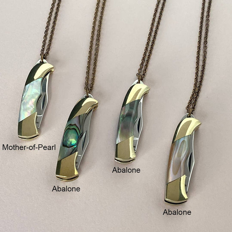 Shell Handled Knife Necklace: Abalone