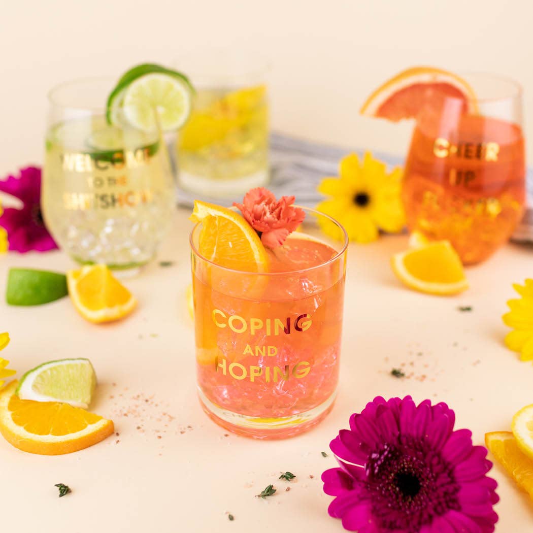 Coping and Hoping Rocks Glass