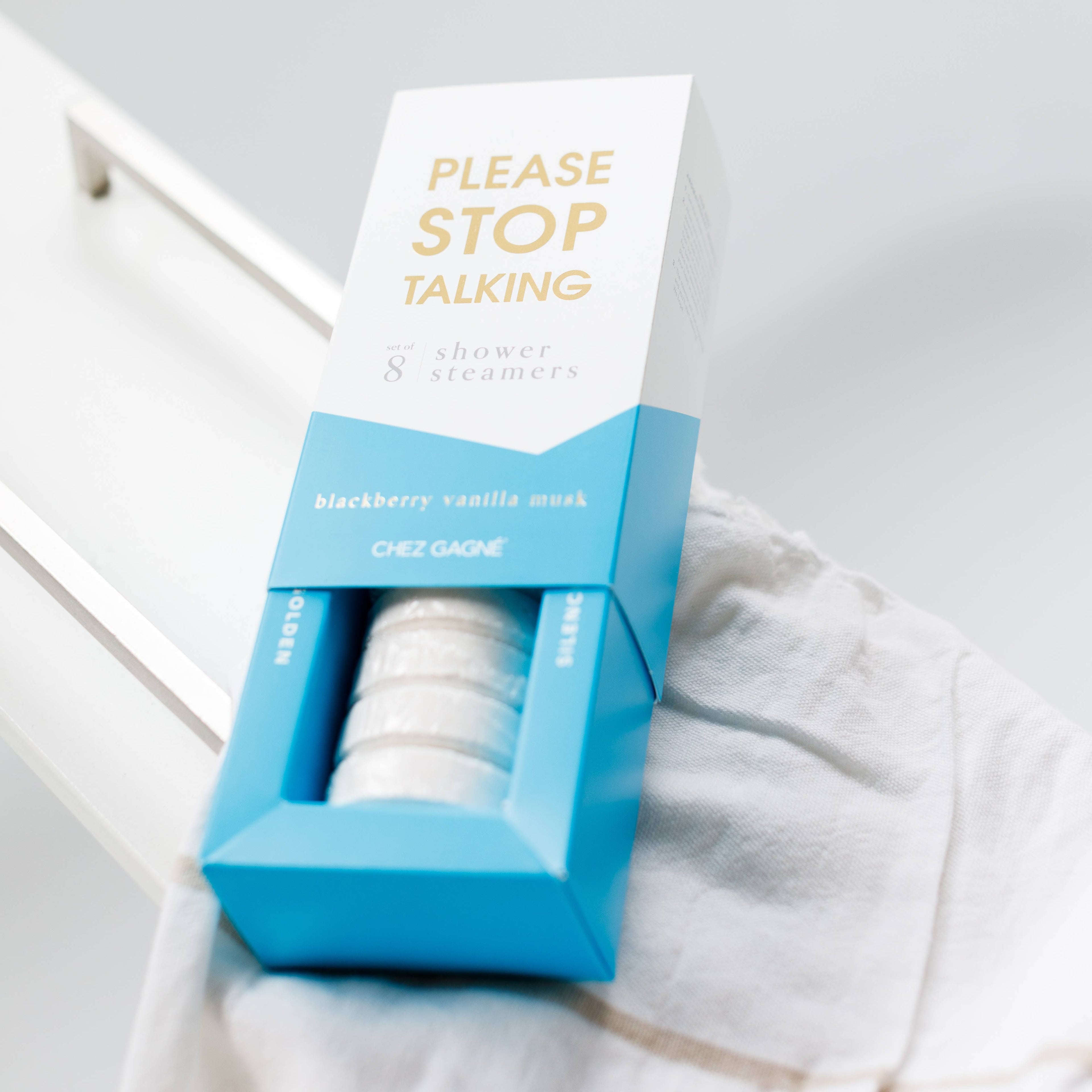 Please Stop Talking - Aromatherapy Shower Steamers - Blackberry Vanilla Musk - Set of 8