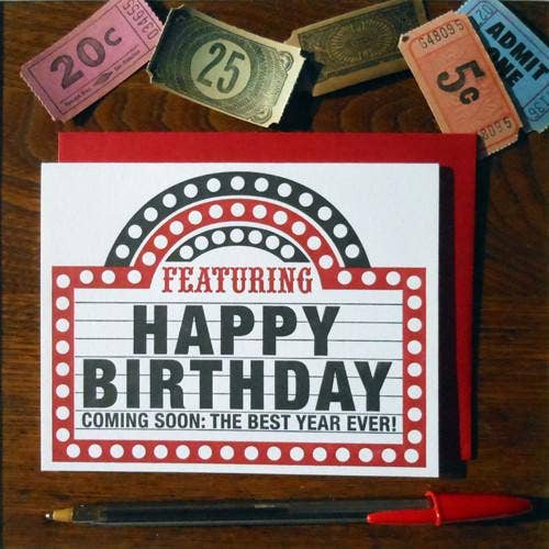 Birthday Marquee Letterpress Card: A2 5.55" x 4.25"