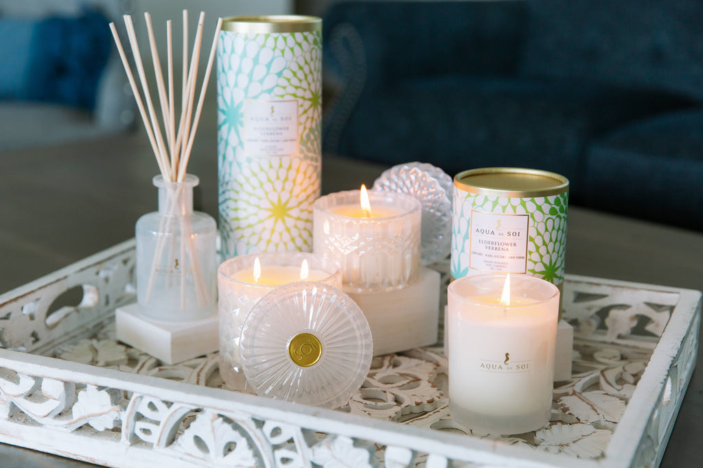 Elderflower Verbena 9 oz Aqua De Soi Candle Tin