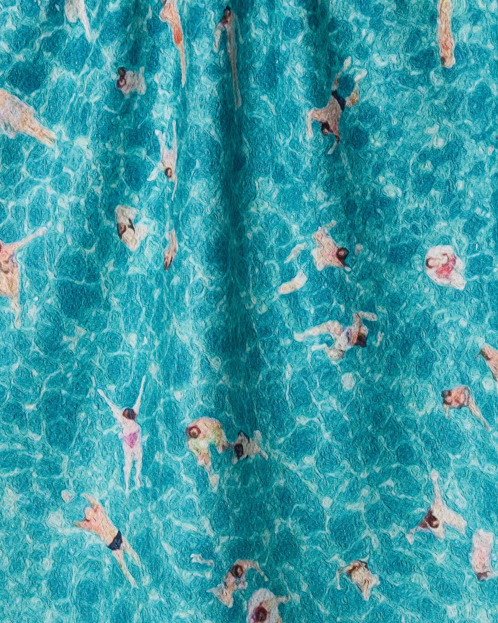 Swimming Crowd Tea Towel