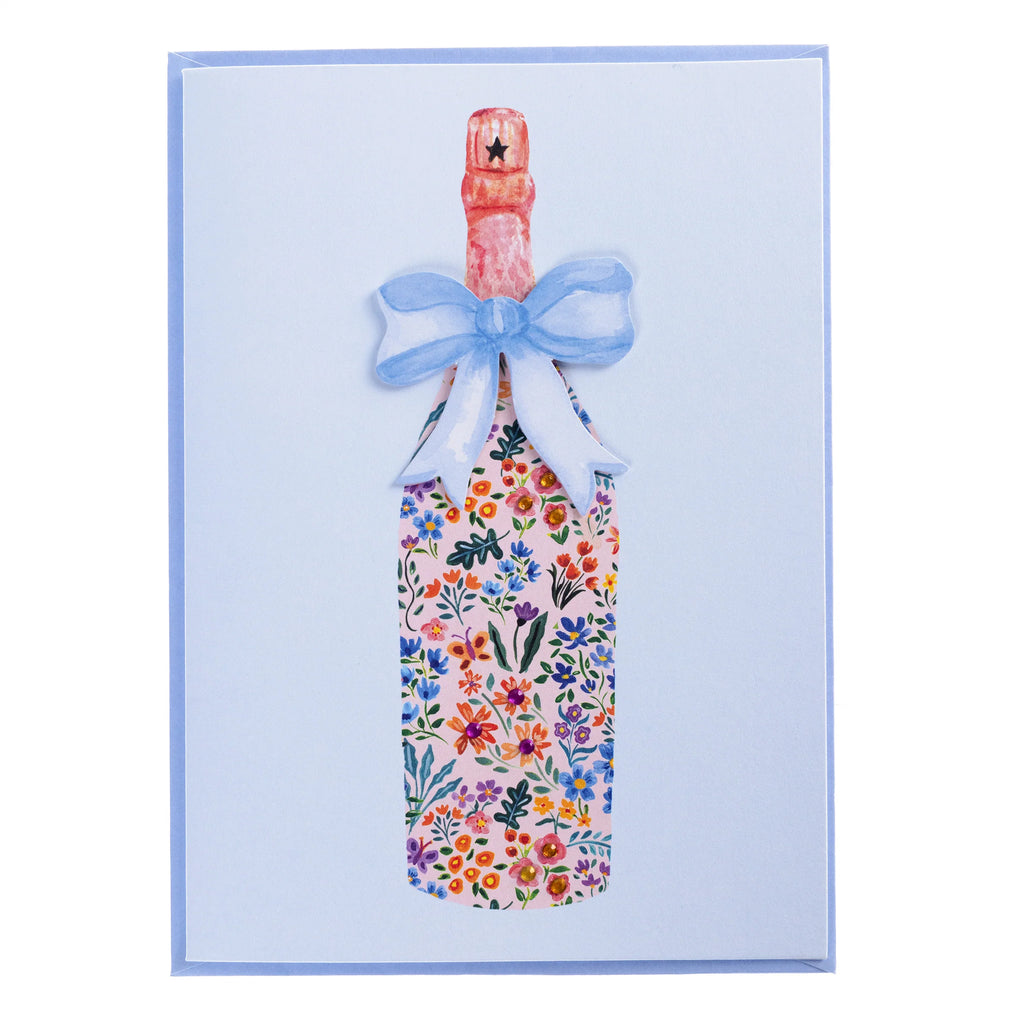 Floral Champagne Blank Handmade Card
