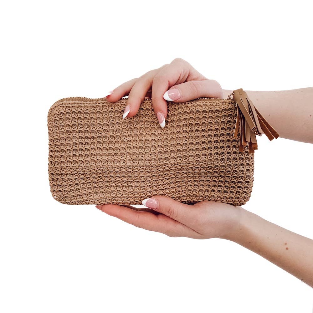 Rome Raffia Clutch Card Wallet Wristlet