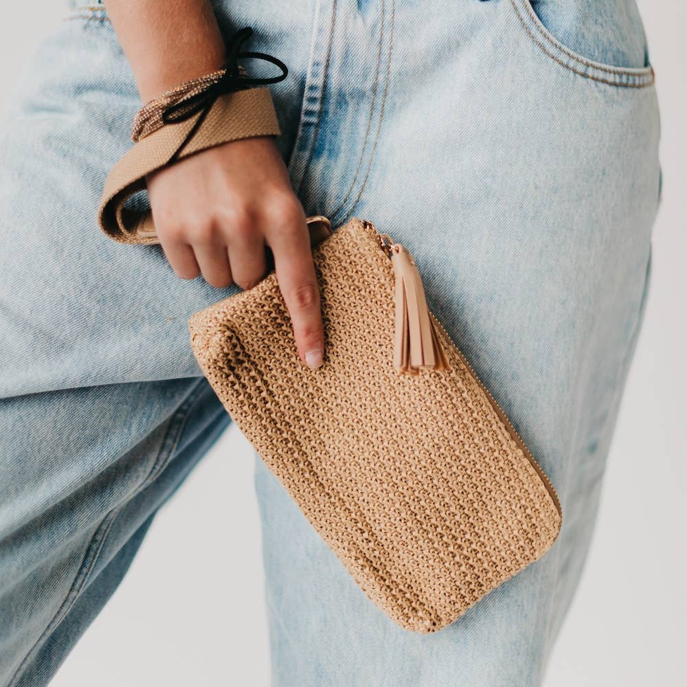 Rome Raffia Clutch Card Wallet Wristlet