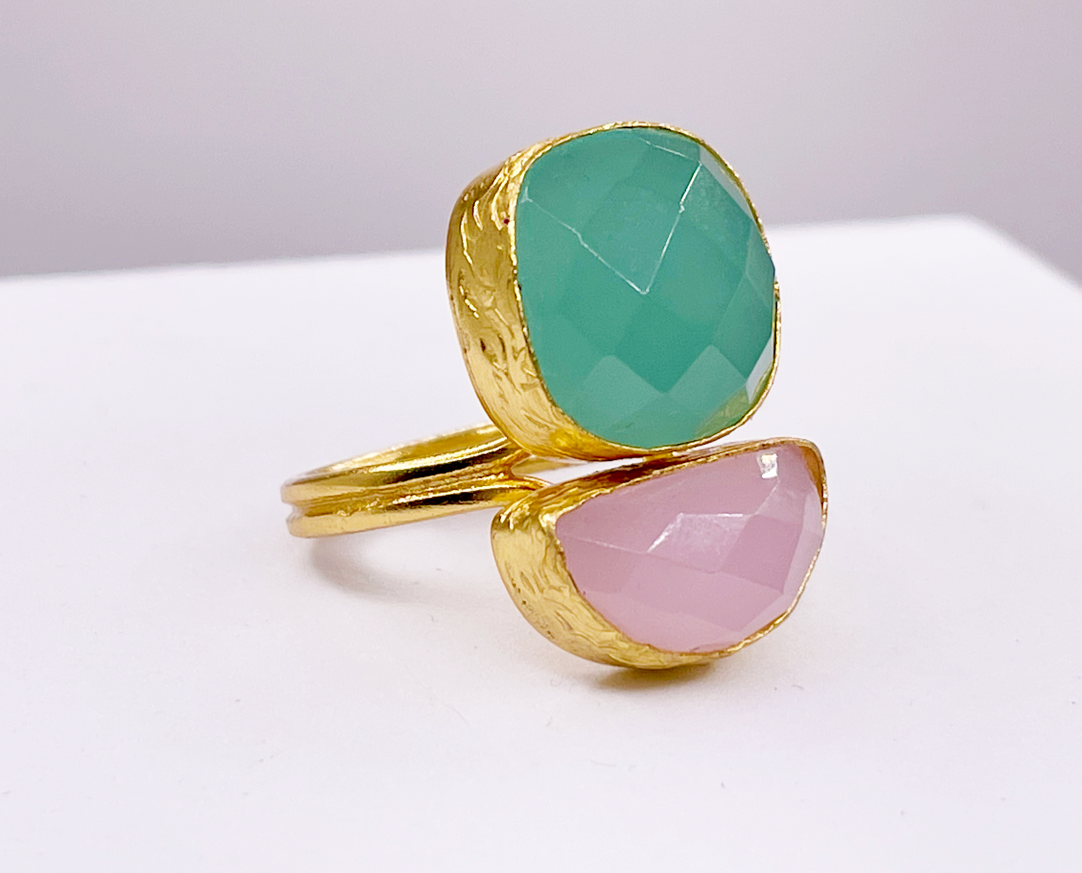 Double Stone Halfmoon Ring