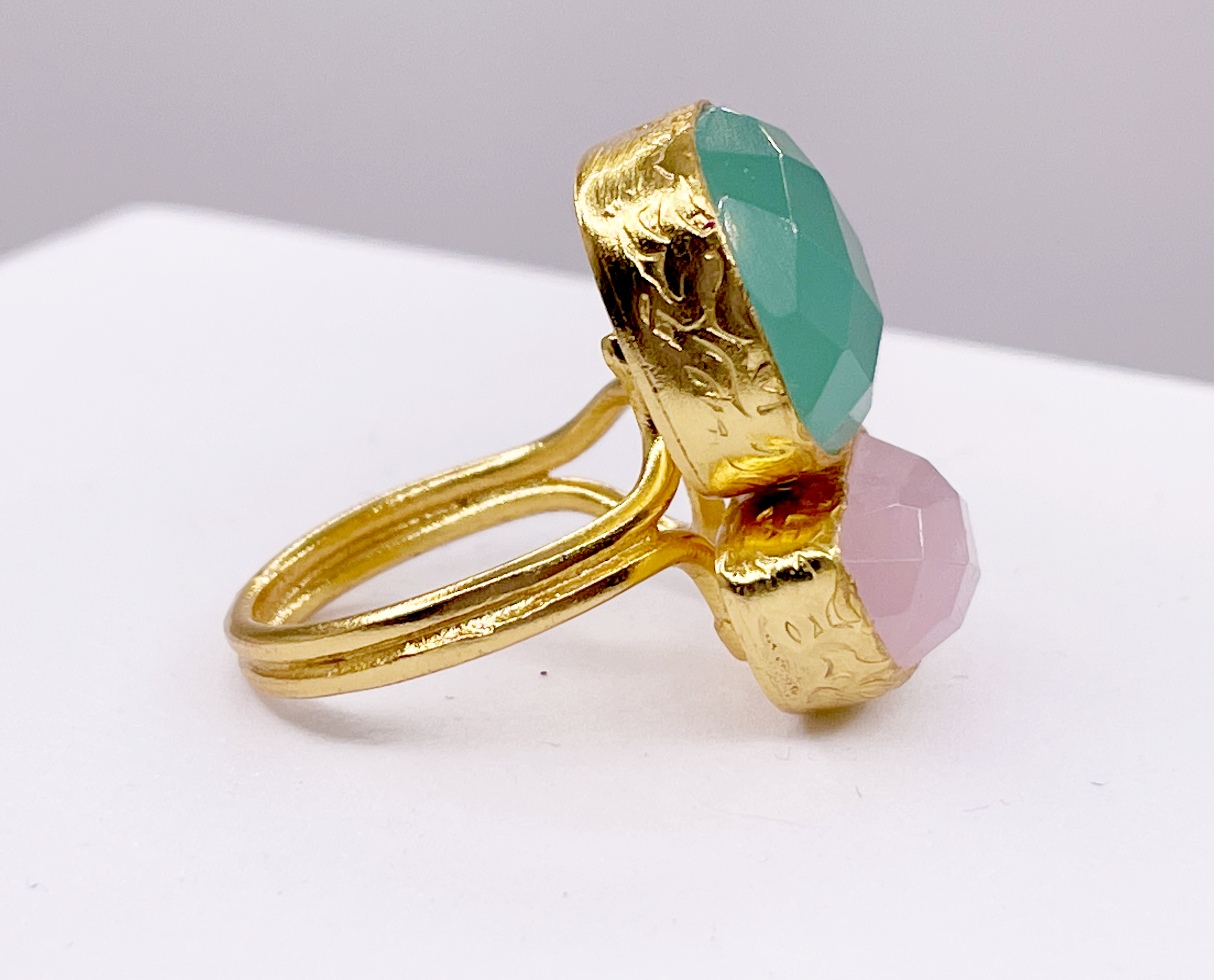 Double Stone Halfmoon Ring