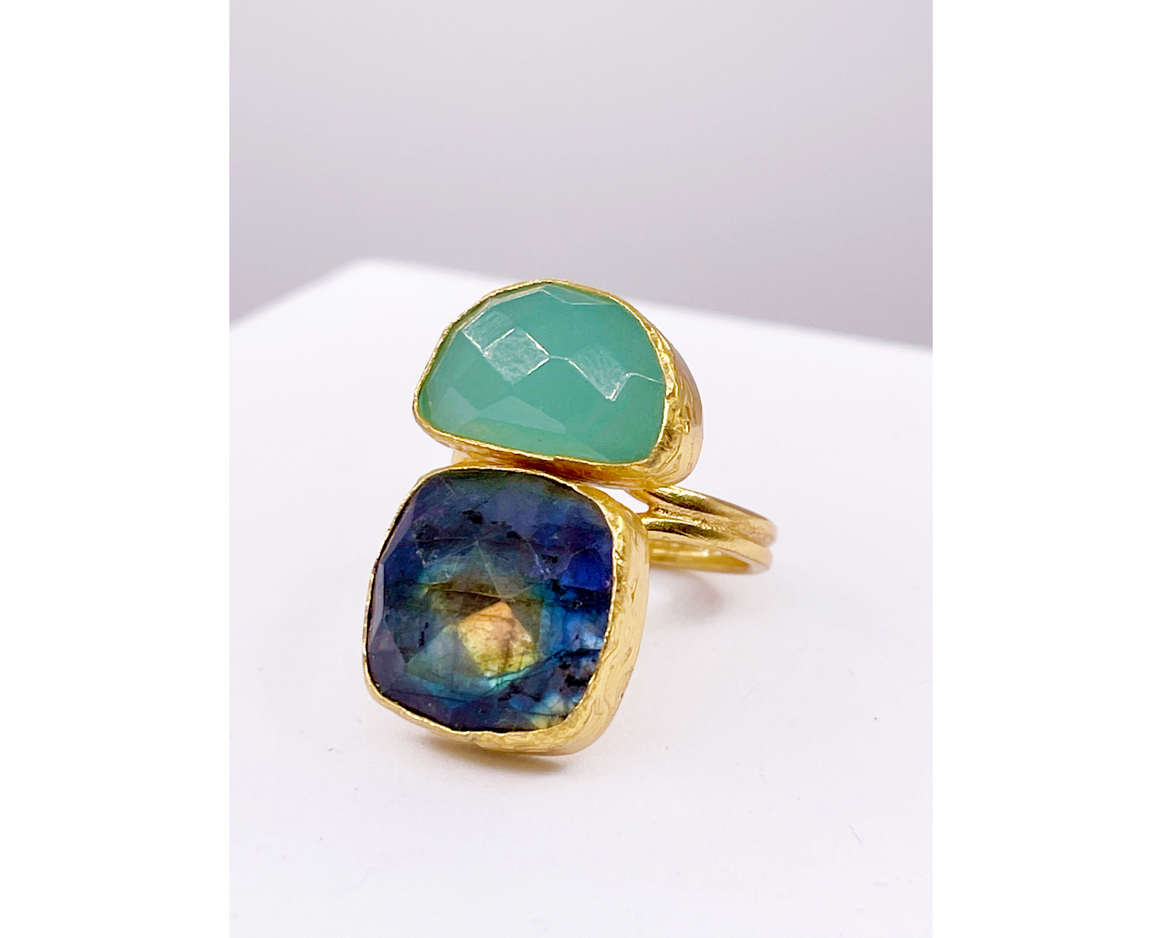 Double Stone Halfmoon Ring