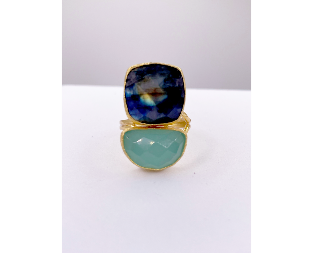 Double Stone Halfmoon Ring