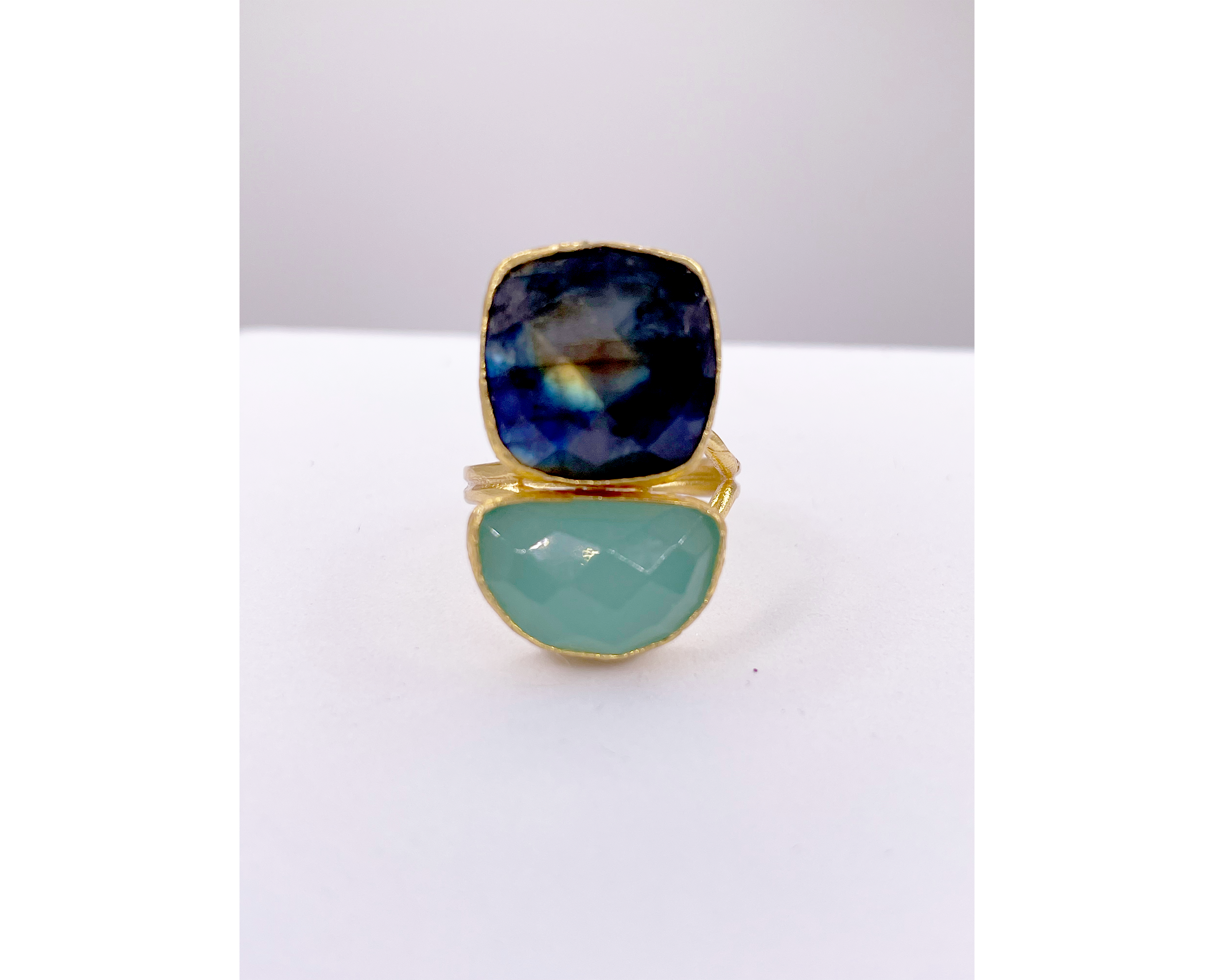 Double Stone Halfmoon Ring