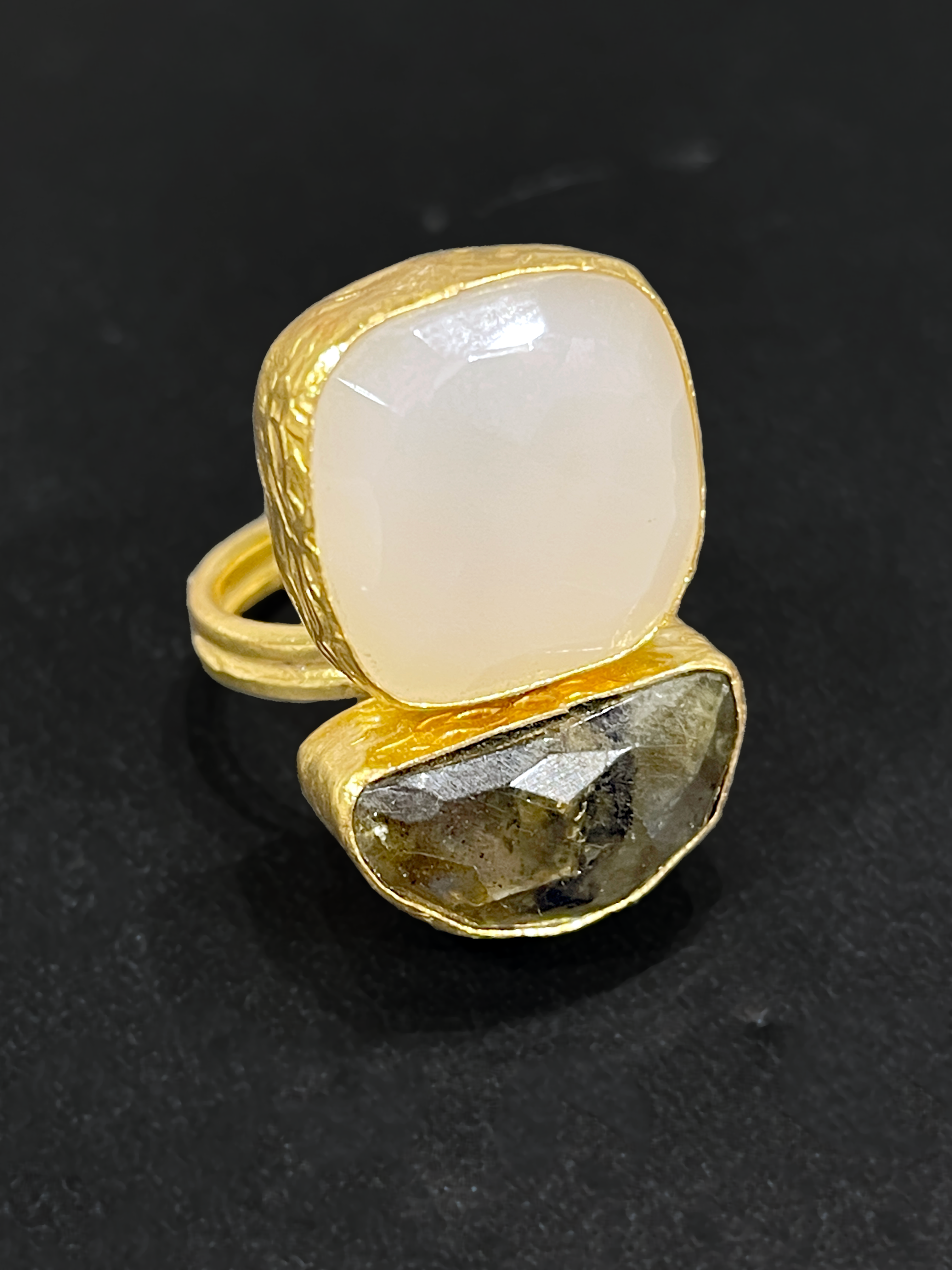 Double Stone Halfmoon Ring