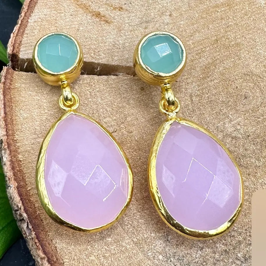 Double Stone Teardrop Earring