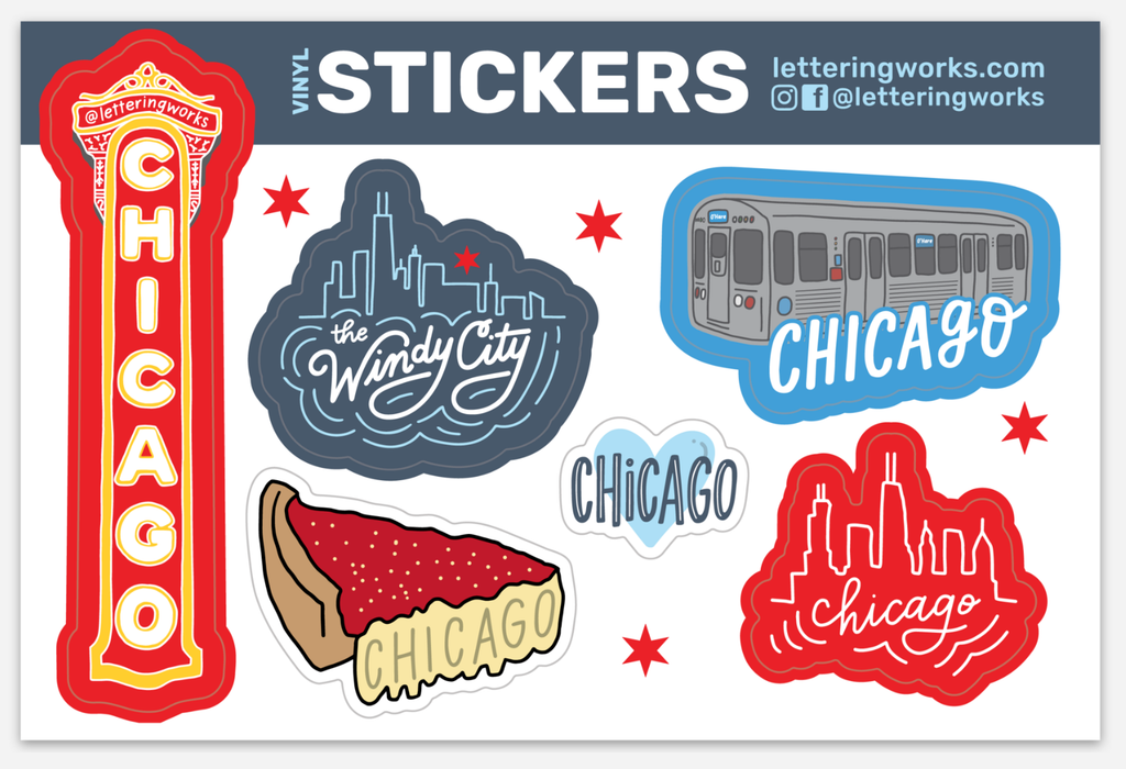 Chicago Sticker Sheet (with six stickers)
