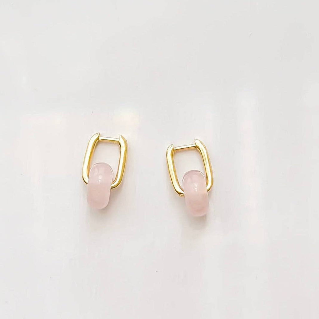 Rose Quartz Hoops