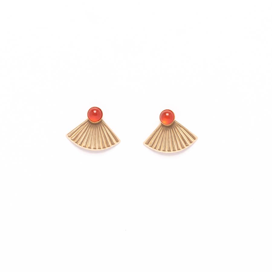Carnelian Mini Pleat Jacket Earrings