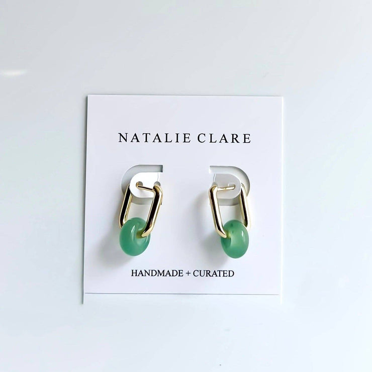 Green Aventurine Hoops