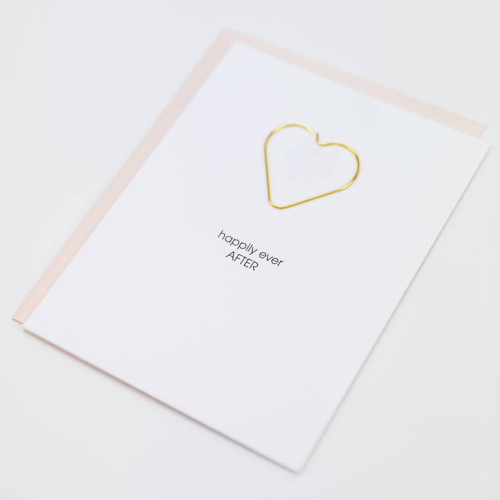 Happily Ever After - Heart Paper Clip Letterpress Card