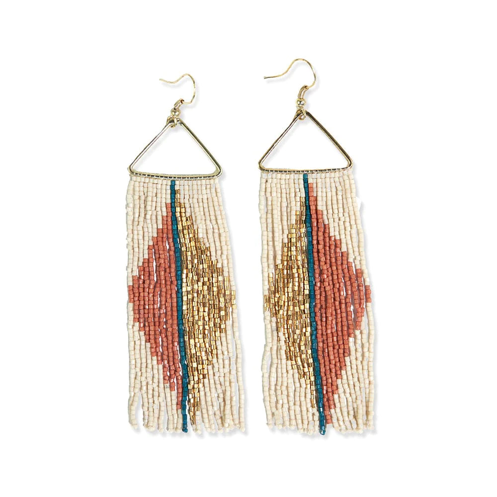 Erica Split Diamond Beaded Fringe Earrings Rust