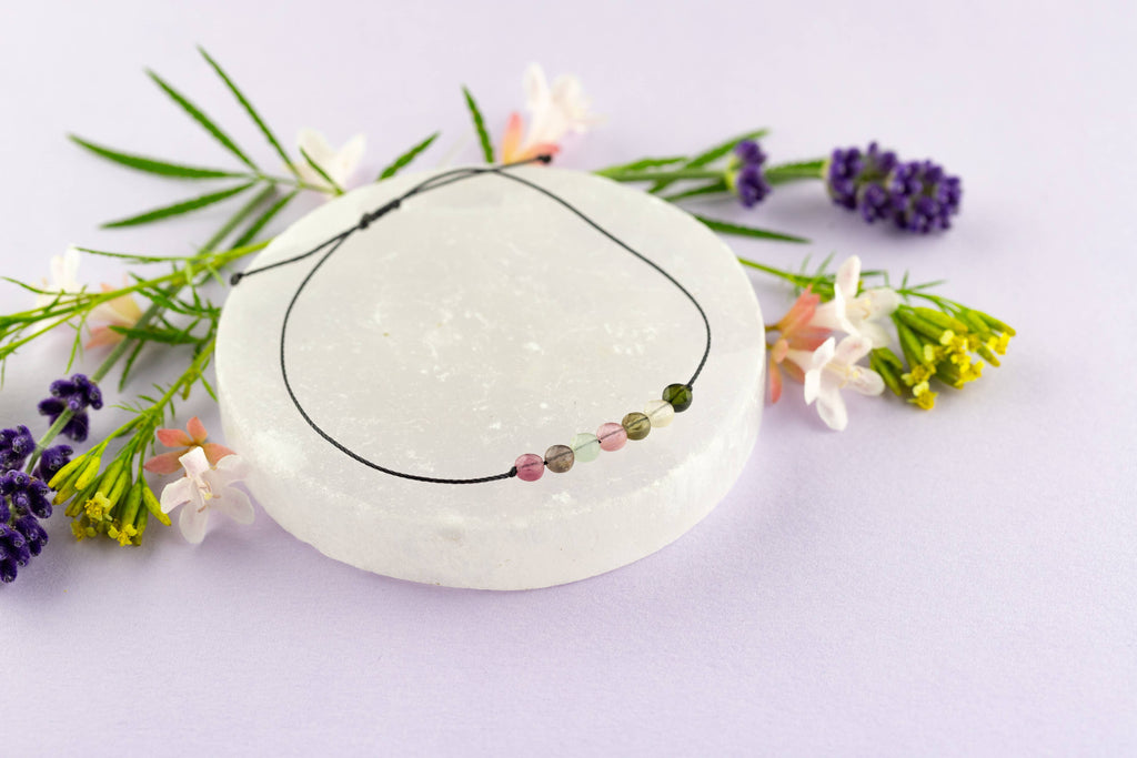 Rainbow Tourmaline Hummingbird Bracelet - Happiness - HMBD04